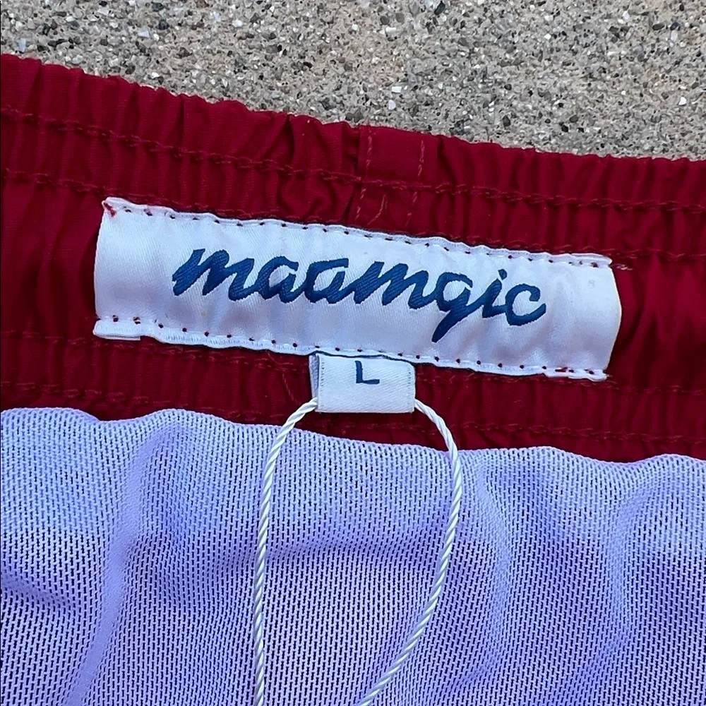 Maamgic Men's Red Nylon Lined Swim Trunks Shorts Size L